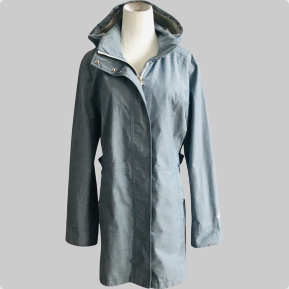 The North Face Dryvent Women Heather Blue Hooded Trench Rain Coat Jacket X Large - Picture 2 of 15